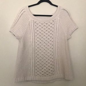 Loft Short Sleeve Chunky Open Weave Sweater EUC L